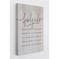 Inspirational Family Rules Wood Grain Wall Art Canvas Farmhouse Family Theme 11x14 Inch Prints Decor