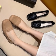 【Lucky girl】Fashion Square toe Glossy Slip on Rubber Flat shoes S97