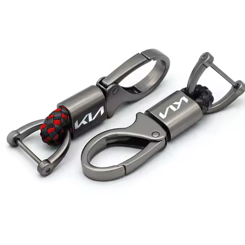 Metal Hand Woven Leather Car KeyChain Rotating Horseshoe Buckle For Kia Soul K5 K3 Sportage Picanto 