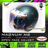 TOPI KELEDAR MAGNUM HELMET M8 METALLIC DARK GREEN SIZE: L 60CM, XL 62CM SIRIM CERTIFIED + WHITE CAP 