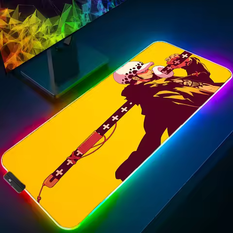 RGB LED Mouse Pad Laptop Keyboard Pad Non-Slip One Piece Trafalgar Law Anime Tablet Pad PC Accessori