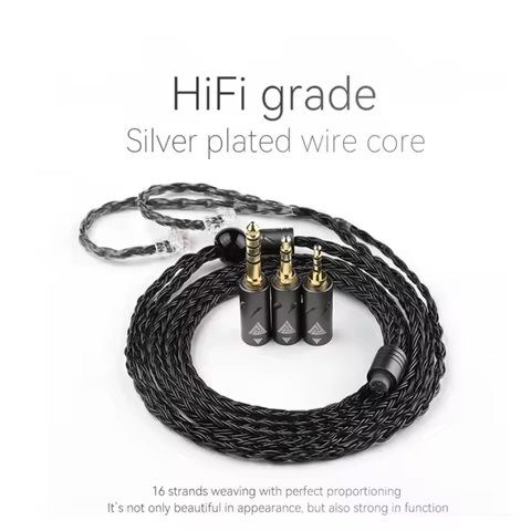 QKZ Q1 MAX 16 core Earphones Headphone upgrade Audio cable 3in1 Silver Plated MMCX QDC KZ C for QKZ 