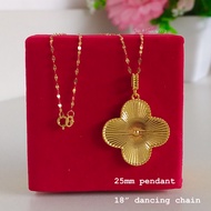 Goldandjewel 18K 25mm All Gold Clover Pendant Necklace in HK Setting  Gold PAWNABLE