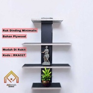 Minimalist Plywood Wall Shelf 40cm Long 60cm Height 4 Colors RKA027