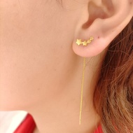 Women style 916 Emas Subang Anting-anting Dangle Panjang chain Drop Bintang star O-shaped gold 916