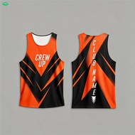 (xinghe88) Customizable Black & Orange "Crew Up" Tank Top – Personalized Club Name Jersey