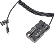 Fotga Coiled USB Type C USB-C to Decoded NP-F550 Dummy Battery as NP-F550/F570/F750/F960/F970 for Po