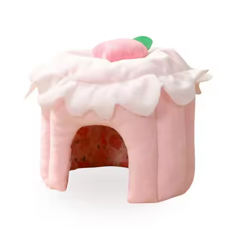 Cake Shape Pet Hideout House Strawberry Design Soft Hamster Warm Nest Comfortable Hamster Shelter Ho