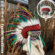 酋長帽 印地安飾品印第安頭飾羽毛飾品派對寫真道具走秀舞台表演化裝舞會各種節日哈雷重機cosplay印地安帽子