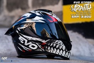 EVO GT-PRO WRAITH WHITE RED (SMOKE LENS) FULL FACE DUAL VISOR WITH FREE CLEAR LENS