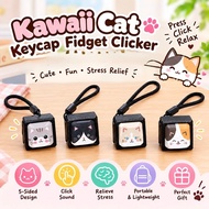 Kawaii Cat Keycap Fidget Clicker | Cat Design DIY Keychain | Cute Stress Relief Toy | Mechanical Cli