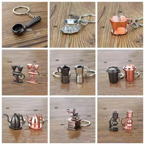 Metal 3D Creative Coffee Keychain Cute Pitcher Moka Pitcher Keyring Accessories Mini Coffee Handle K