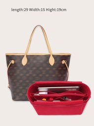 紅色內膽包雜物收納盒錢包收納拼接,毛氈包收納帶拉鍊適用於手提包托特包