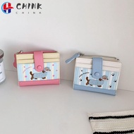 CHINK Short Wallet - Dopamine Color Cartoon Dog Zipper PU Leather Wallet for Women