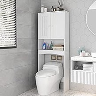 LifeSky Over The Toilet Cabinet - Bathroom Over Toilet Storage Cabinet with Doors - Space Saver Storage for Bathroom White