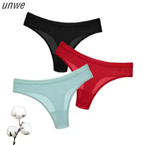 3 Pcs Wholesale Seamless Ladies Ribbed Cotton Thong Simple Solid Women Seamless G-string Underwear P