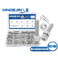 NINDEJIN Hex Socket Screw Set Cap Head Bolts Set Allen Head Screw Kit m2 m2.5 m3 m4 m5 m6 304 Stainless Steel8834