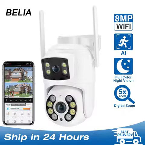 4K 8MP Dual Lens Dual Screens PTZ Wifi Camera with AI Human Detection Wireless Outdoor CCTV Security