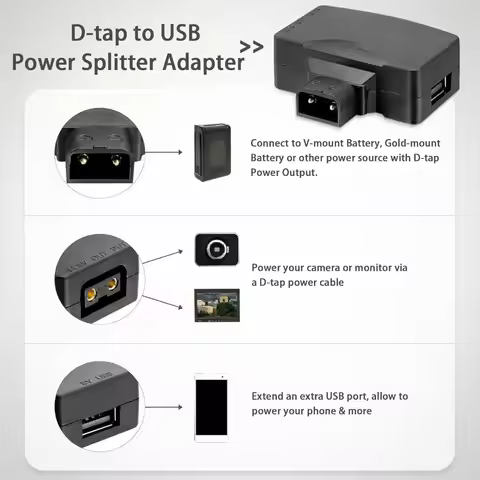 11V-17V D Tap to USB Adapter 5V/1.5A V-Mount Battery Power Adapter Universal Male to Female Power Sp