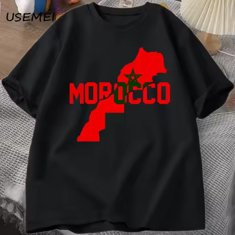 Morocco Flag Graphic T Shirts Men Cotton Short Sleeve Moroccan T-shirt Men's Printed T Shirt Male Cl