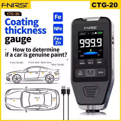 FNIRSI CTG-20 Car Paint Thickness Gauge Electroplate Metal & Putty Powder Coating Thickness Gauge fo