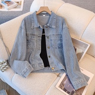[Hi Girl] Light Blue Denim Jacket Women Spring Autumn 2025 Loose Short Casual All-Match Retro Hong K