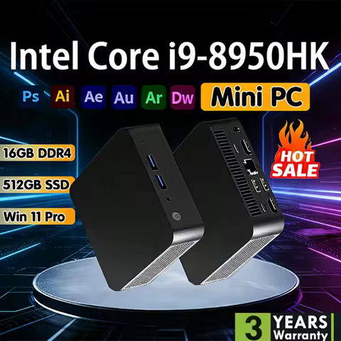 Portable Windows 11 Pro Intel Core i9-8950HK 16GB RAM 1TB SSD WiFi 6 Gaming Mini Computer Office Stu