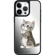 THE HOOD - (多種型號可選)(含兼容Magsafe選項) Ariel Watercolor - 灰貓 iPhone 15/14/13/12/SE/Pro/Pro Max 鏡面保護殼 升級版-5651