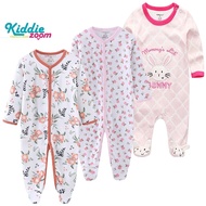 Kiddiezoom 3PCS Bé Quần Áo Cotton Bé Romper Jumpsuit 0-12months