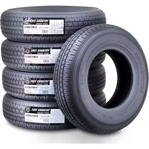 5 Premium FREE COUNTRY Trailer Tires ST 205/75R14 / 8PR Load Range D Steel Belted w/Scuff Guard 5 ti
