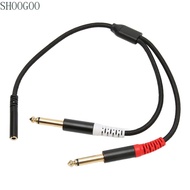 SHOOGOO Audio Splitter Cord, 13.8inch 1/8 Stereo Female to Dual 6.35mm Mono Male 3.5mm to Dual 1/4 I