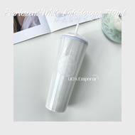 STARBUCKS Pearlescent Kaleidoscope Pamela White Pearl studded Tumbler straw Cold Cup 珠光珍珠白切面吸管