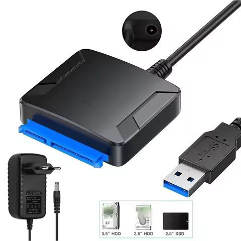 USB 3.0 to SATA Cable SATA III Hard Drive Adapter Converter for 2.5" 3.5" SSD HDD Hard Drive Disk wi