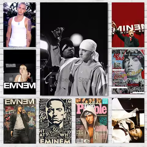 Eminem Hip Hop Rapper Singer Eminem Photo Album Cover Poster and Prints Canvas Painting Wall Art Pic