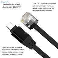 Cool3C 1000m Type-C TO RJ45 Connecting Cable Phone Wired Network Adapter For  For Ipad Laptop Tablet