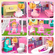 Princess Castle House for Girls, Dollhouse Playset, 4-Story 14 Rooms Playhouse with 4 Dolls Toy Figu
