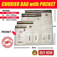 25pcs Flyer Courier Bag Parcel Bag With Pocket saiz (A5 / A4/A3 / A2) Beg Kurier /Flyer Plastic Bag 
