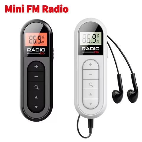 Mini Pocket FM Radio Portable Radio Receiver With Backlight LCD Display 3.5mm Headphone Receiving An
