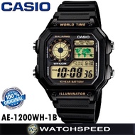 CASIO AE-1200WH-1B AE-1200WH AE1200WH World Time Illuminator Digital Rubber Sports Gear Watch