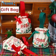 TEASG Christmas Gift Bag, Large Capacity Canvas Candy Packaging Bag, High Quality Portable Candy Han
