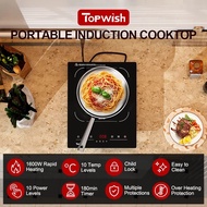 Topwish Dapur Induksi 1 Kepala 2000W, Single Burner Induction Cooker, Touch Control, 10 Levels, 3H T