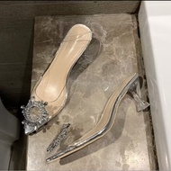 G67 Pointed Toe Shoes High Heels/Glass/Clear (7cm) Suitable For Wearing To Events (No Box)