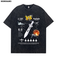 10C Fighter Jet Battle Against Rafale Thunderbolt PL15E Military Fan Style Round Neck Short Sleeves 