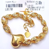 RANTAI TANGAN SIPUT WITH LOVE EMAS 916 12.00g