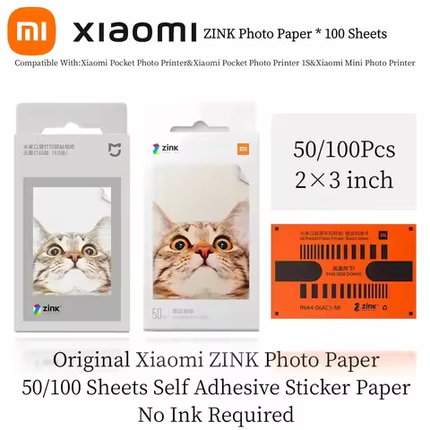 100 Sheets ZINK Photo Paper Self Adhesive Sticker Paper for Xiaomi Pocket Photo Printer Mini Instant