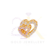 916/22K Two-Tone Heart-to-Heart Charm (22K Gold Jewellery)