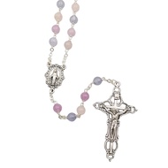 Amethyst Aquamarine Rose Quarts Stone Rosary Mary Lourdes Prayer