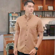 KEMEJA Men's coksu shirt Men's short-sleeved mocha shirt Men's plain shirt Men's milk chocolate shir
