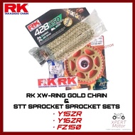 ORIGINAL 428 XSO KLW XRING RK Y15ZR Y16ZR REAR  SPROCKET SETS XW-RING CHAIN RK GOLD HARDEN STEEL