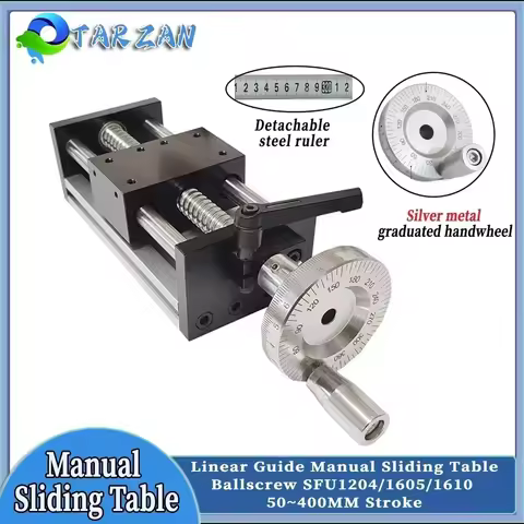 CNC Linear GuideStage Manual Sliding Table 50~400MM Stroke C7 Ballscrew SFU1204/1605/1610 With Handw